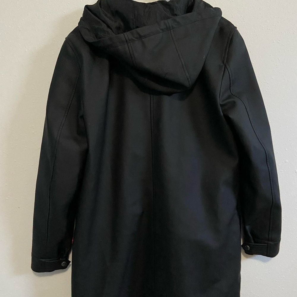 Levi's Rubberized Water Resistant Black Faux Leather Parka Rain Jacket - Picture 8 of 8